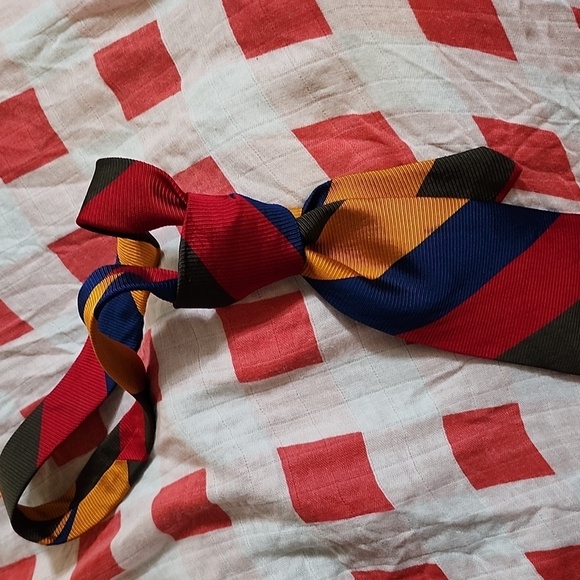 Rare Vintage Rooster Diagonal Striped Silk Tie - Eye-Catching Colorful Neckwear - Picture 1 of 4